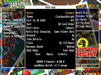Clockwork Knight OpenMenu Theme